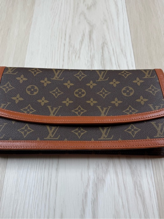 Louis Vuitton Handbags - Louis Vuitton Monogram Foldover Clutch in Brown and Tan Leather Trim